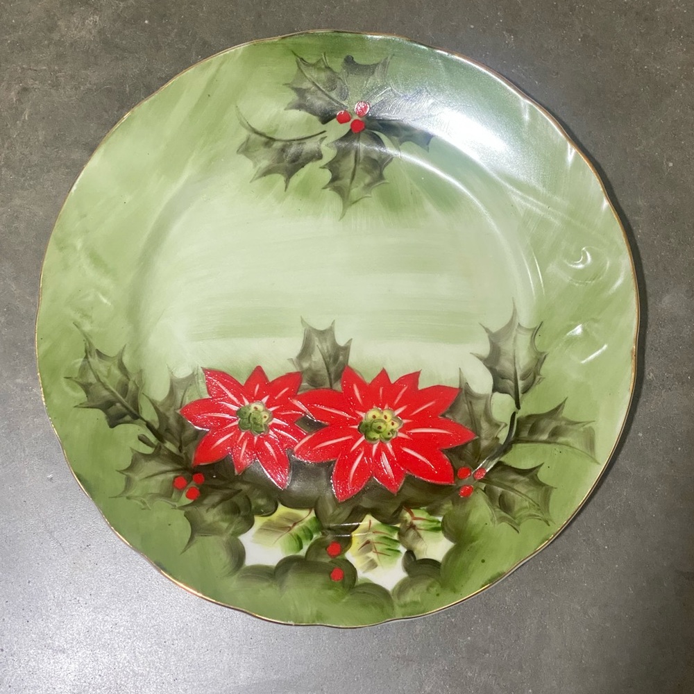 Beautiful! Vintage Lefton China “Poinsettia” Limited Edition 9 inch Plate